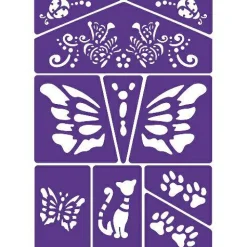 Online Grim'Tout Ansigtsfarve - Skabelon m. kat og sommerfugl