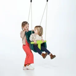 DICE Babygynge - Mørkegrøn/lime (beige reb)