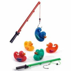 Hot Djeco Badeænder, 5 stk basis 8 cm + 2 fiskestænger