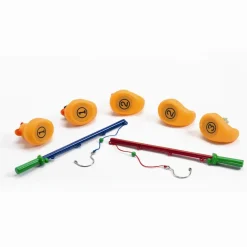 Sale Djeco Badeænder, 5 stk gule 8 cm + 2 fiskestænger