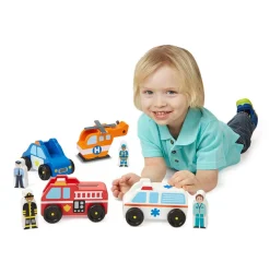New Melissa & Doug Biler i træ - Redningskøretøjer