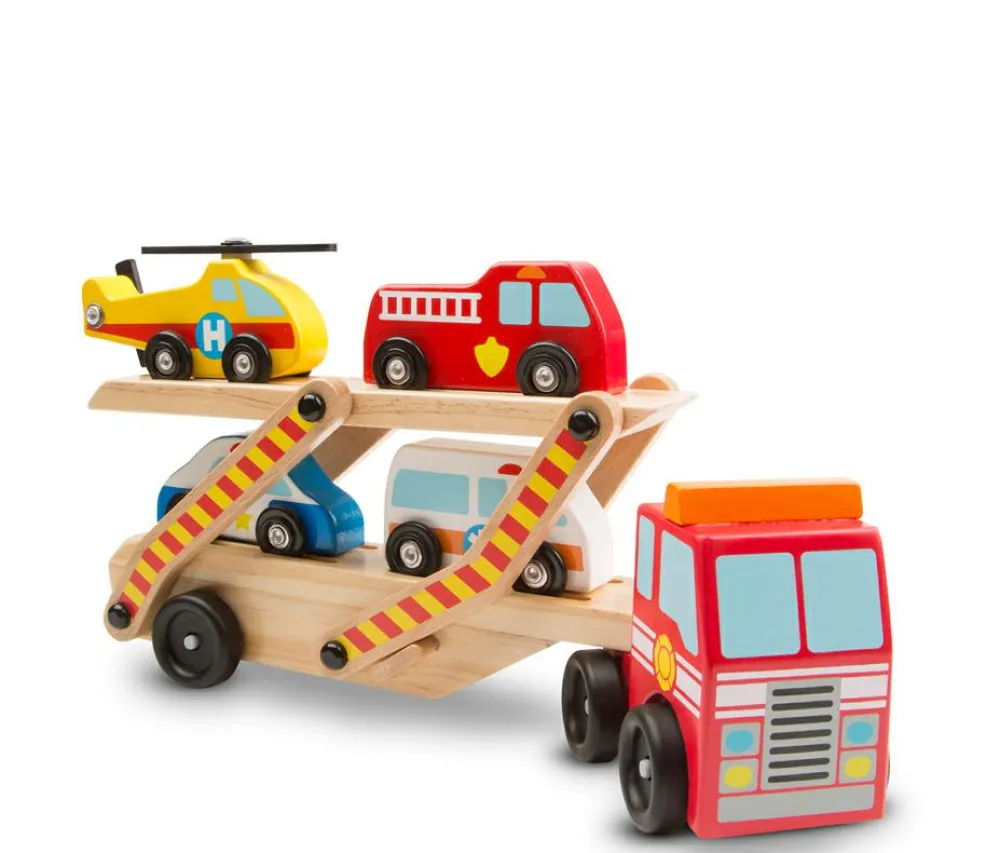 New Melissa & Doug Biltransporter m. redningskøretøjer