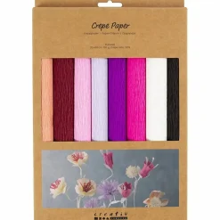 Sale Creativ Company Crepepapir m. stræk - Lilla/pink, 8 ark