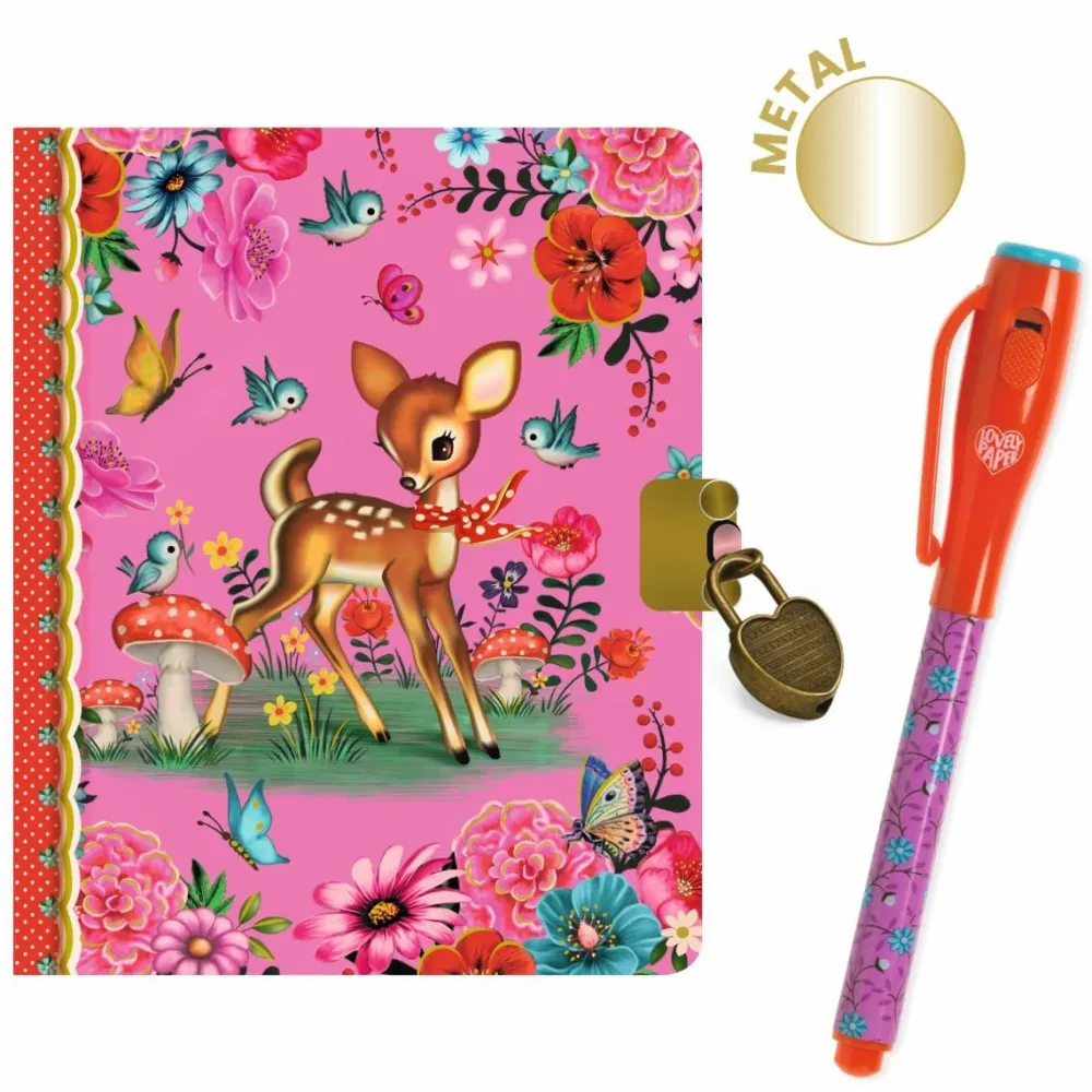 Best Djeco Dagbog med lås og magisk pen - Fiona