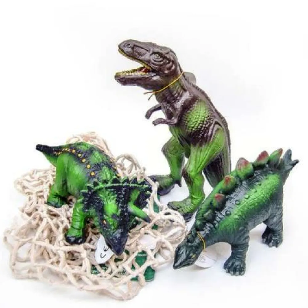 Hot Green Rubber Toys Dyr i 100 % naturgummi - Dinoer, 3 stk