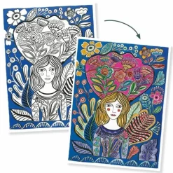 Outlet Djeco Farvelægningsplakater - Blomster, 3 stk