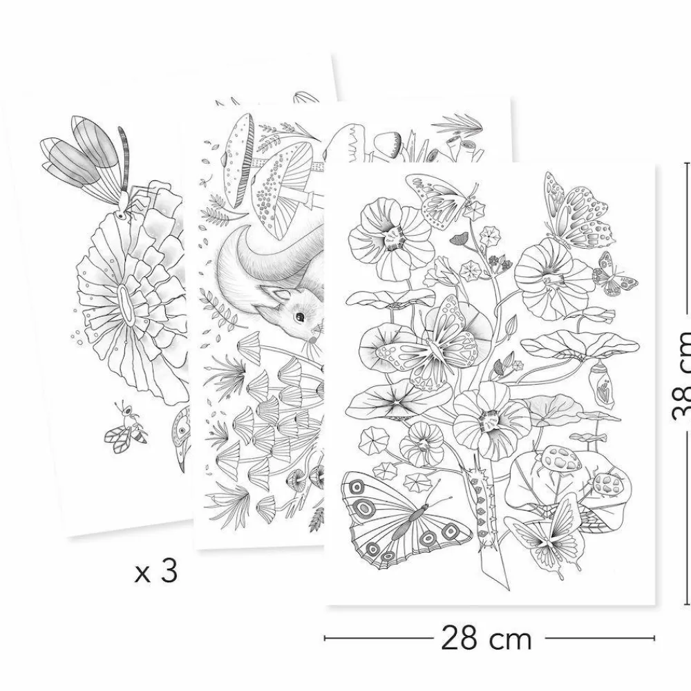 Clearance Djeco Farvelægningsplakater - Natur, 3 stk