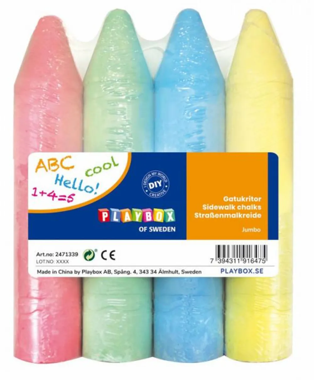 New Playbox Gadekridt - Kæmpestore, 4 stk