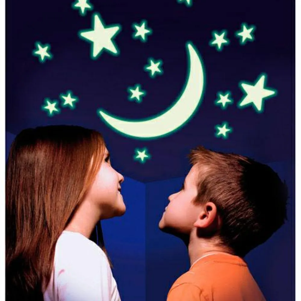 New Brainstorm Glow - Halvmåne + stjerner, 16 dele