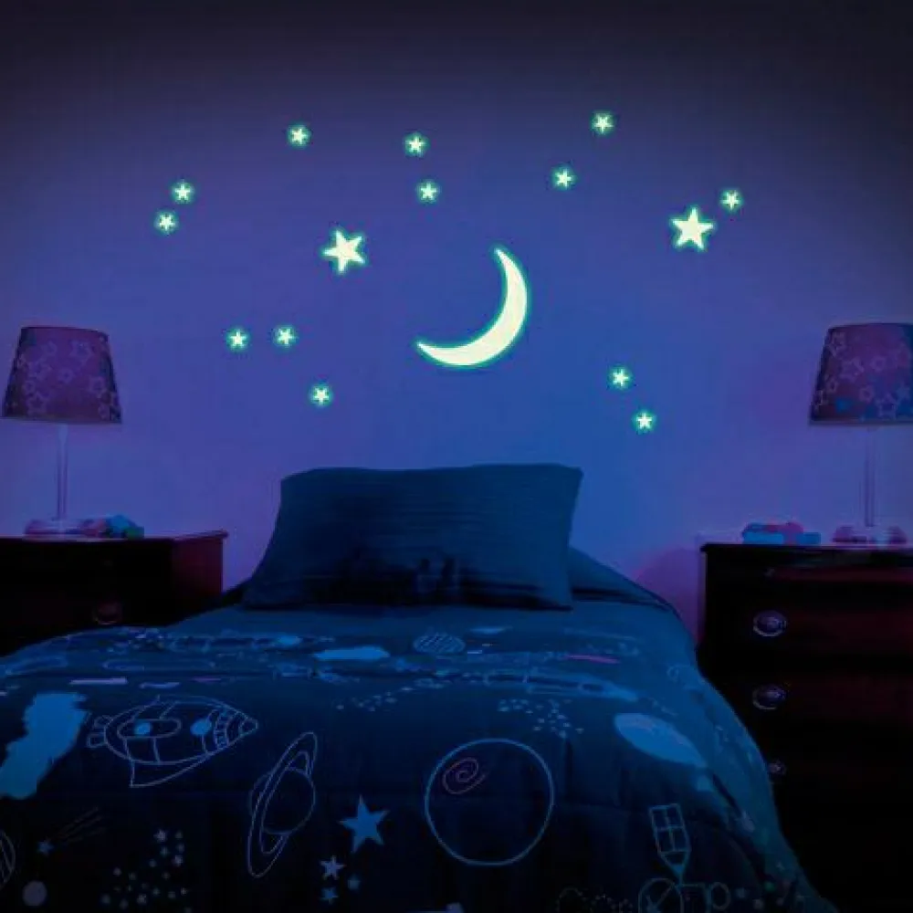 New Brainstorm Glow - Halvmåne + stjerner, 16 dele