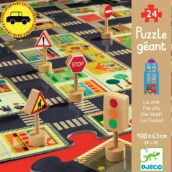 Djeco Gulvpuslespil med 24 brikker - Byen