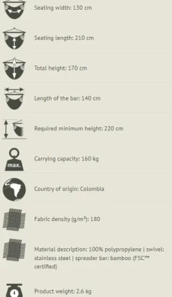 Sale La Siesta Hængekøjestol kingsize outdoor - Sea Salt