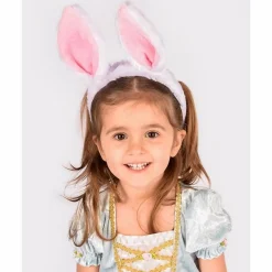 Den Goda Fen Hårbøjle med kaninører - Hvid/pink