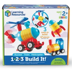 Hot Learning Resources 3-i-1 byggesæt - Raket, tog & helikopter