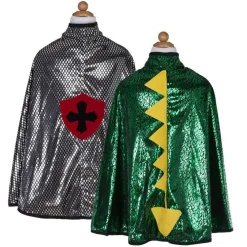 Great Pretenders 2-i-1 Grøn Drage/Ridder-kappe, str. 5-6 år