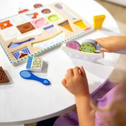 Clearance Melissa & Doug 2-i-1 legesæt og puslespil - Iscafé, 16 dele