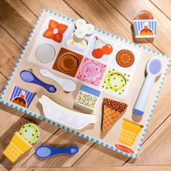 Clearance Melissa & Doug 2-i-1 legesæt og puslespil - Iscafé, 16 dele