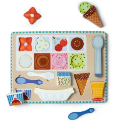 Clearance Melissa & Doug 2-i-1 legesæt og puslespil - Iscafé, 16 dele