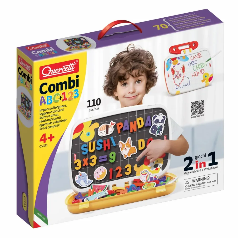 New Quercetti 2-i-1 magnettavle med bogstaver og tal