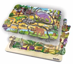Online Beleduc 4-i-1 puslespil m. 45 brikker - Dinosaurer