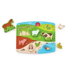 Hape 2-i-1 puslespil og legebræt - Bondegårdsdyr