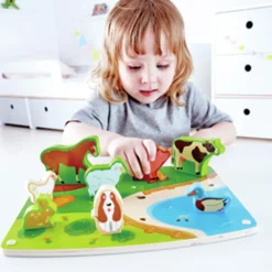 Hape 2-i-1 puslespil og legebræt - Bondegårdsdyr