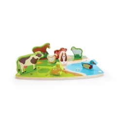 Hape 2-i-1 puslespil og legebræt - Bondegårdsdyr
