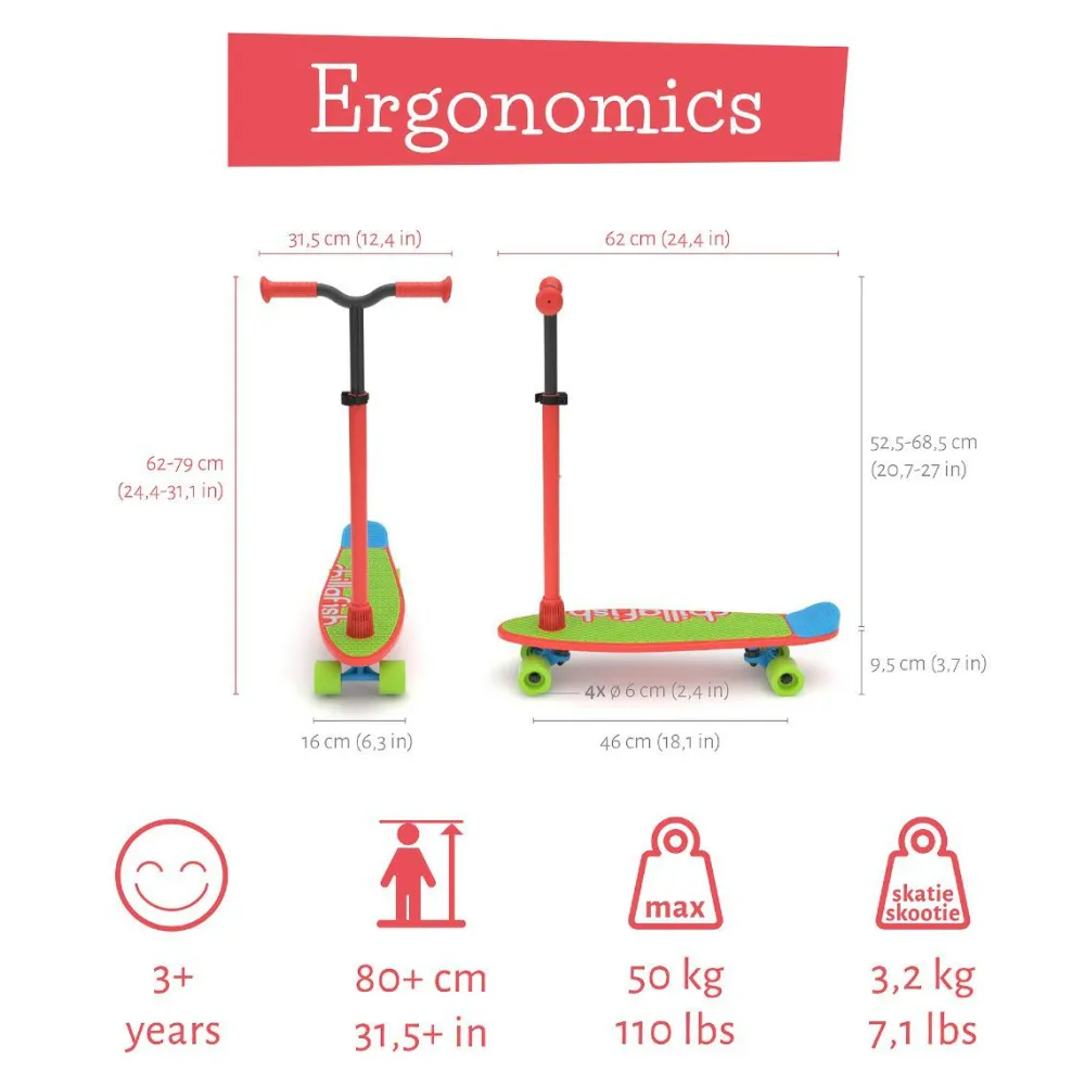 Outlet Chillafish 2-i-1 SkatieSkootie - Rød