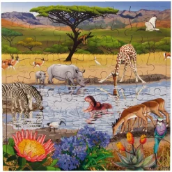 New Interaktivt puslespil m. 81 brikker - Savanne