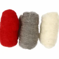Clearance Creativ Company Kartet uld - Rød/grå/råhvid, 3 x 10 gr.