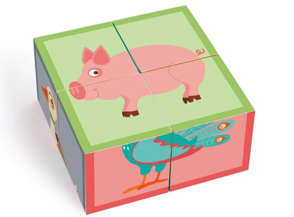 Online Scratch Klodspuslespil i karton, 4 klodser - Bondegårdsdyr