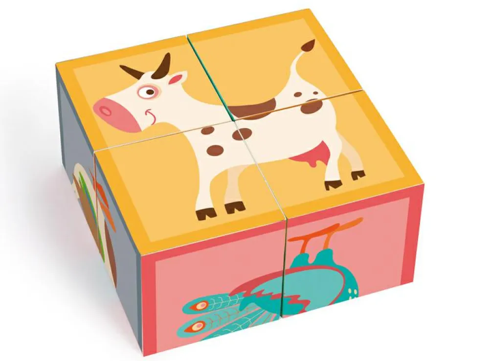 Online Scratch Klodspuslespil i karton, 4 klodser - Bondegårdsdyr