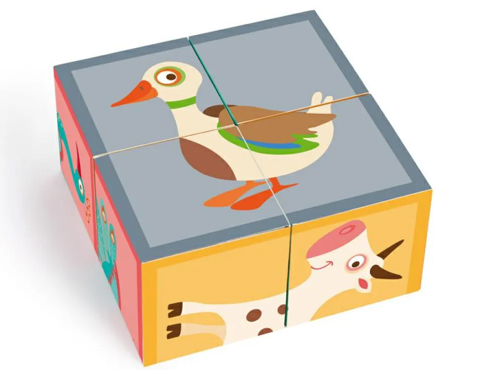 Online Scratch Klodspuslespil i karton, 4 klodser - Bondegårdsdyr