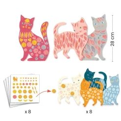 Hot Djeco Kreativ æske - Dekorer katte med klistermærker