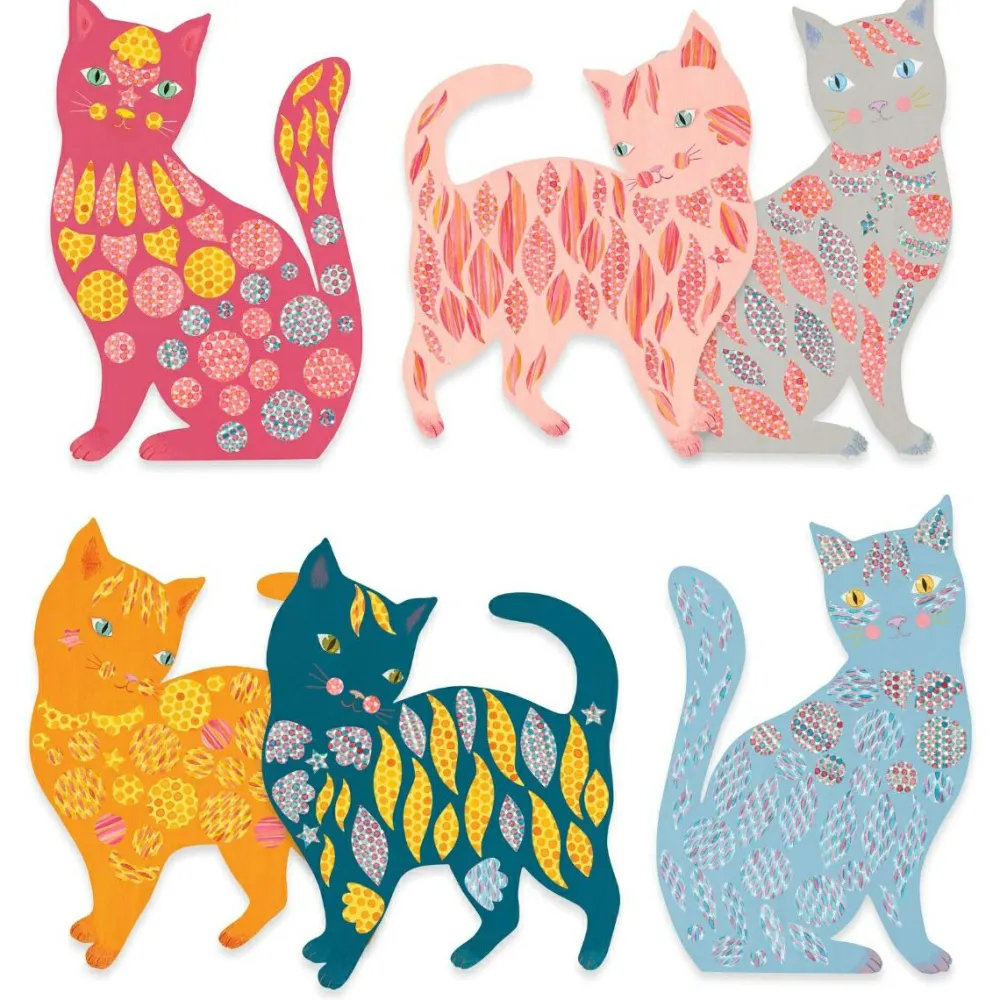 Hot Djeco Kreativ æske - Dekorer katte med klistermærker