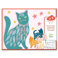 Hot Djeco Kreativ æske - Dekorer katte med klistermærker