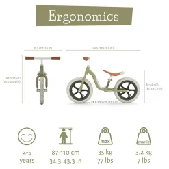 Sale Chillafish Løbecykel Charlie LUX - Oliven (2-5 år)