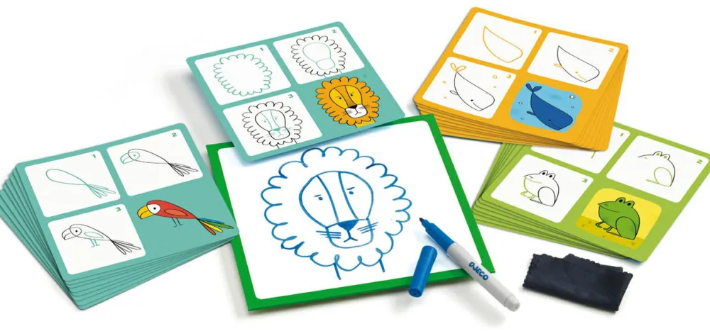 New Djeco Lær at tegne, Trin for trin - Dyrevenner