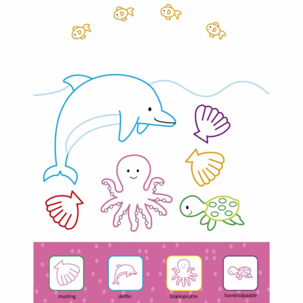 Discount Forlaget Bolden Malebog med klistermærker - Med dyrene i havet
