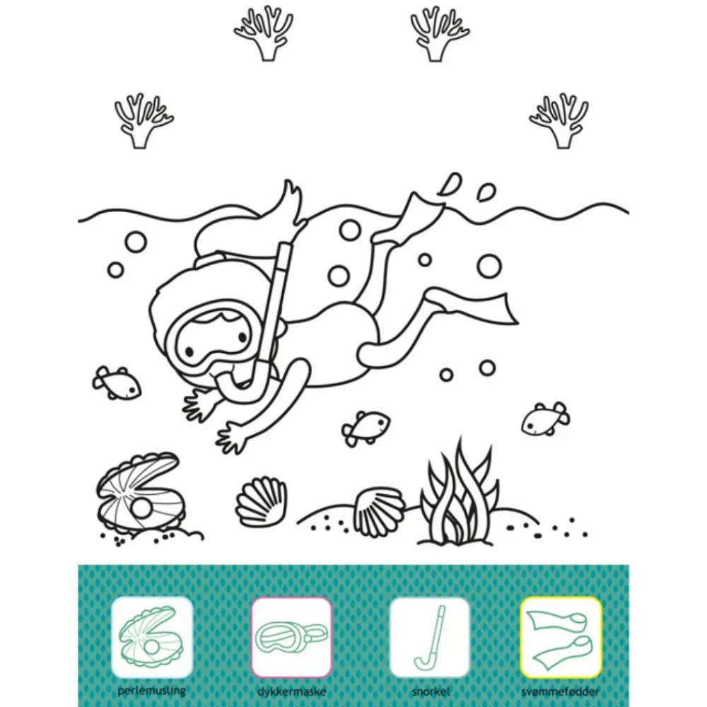 Discount Forlaget Bolden Malebog med klistermærker - Med dyrene i havet