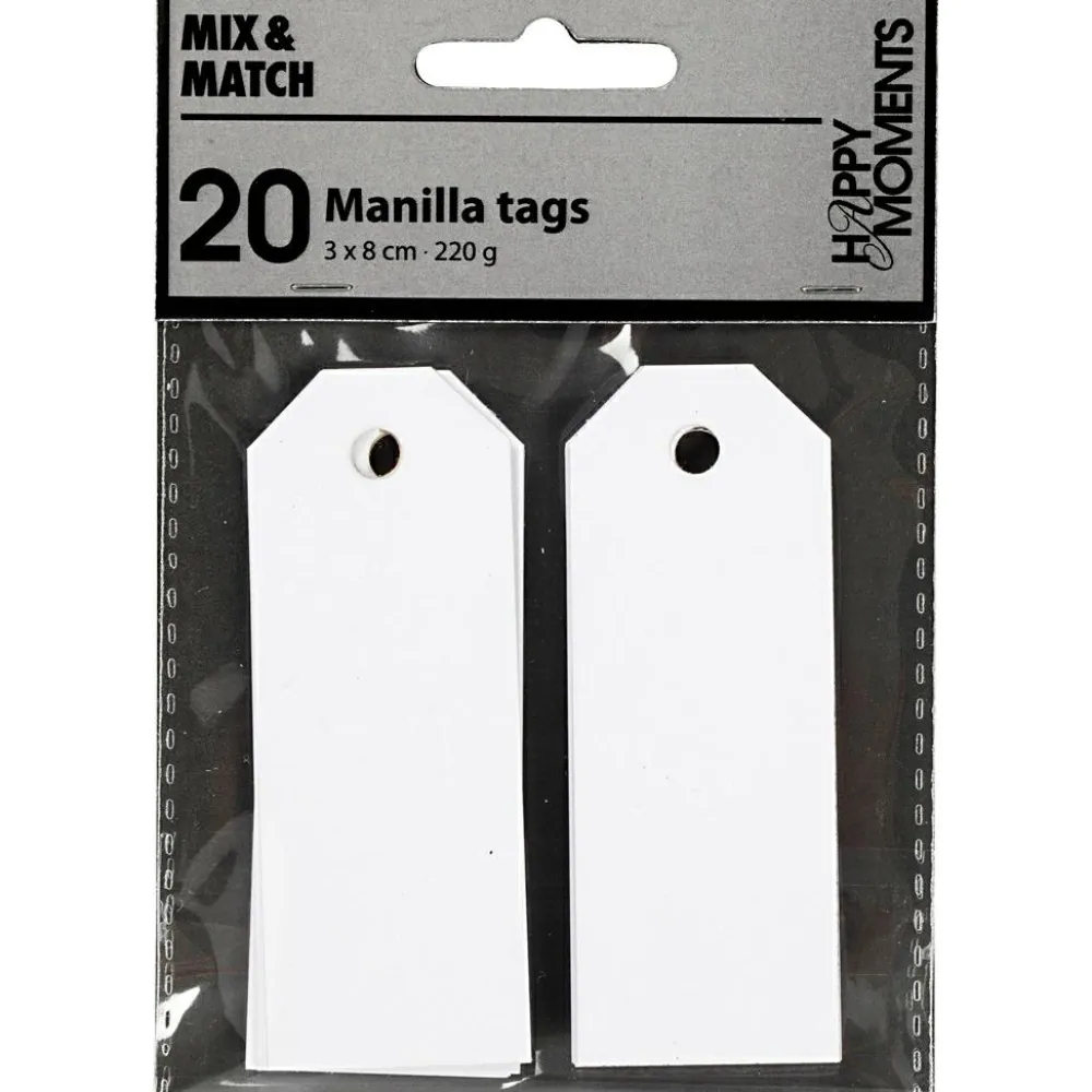 Best Creativ Company Manilamærker 3 x 8 cm. - Hvid, 20 stk