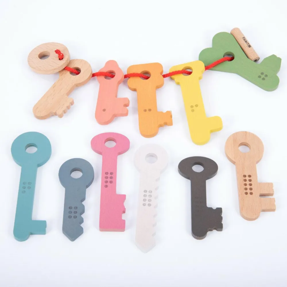 tickit® Nøgler af træ - Regnbue, 11 stk