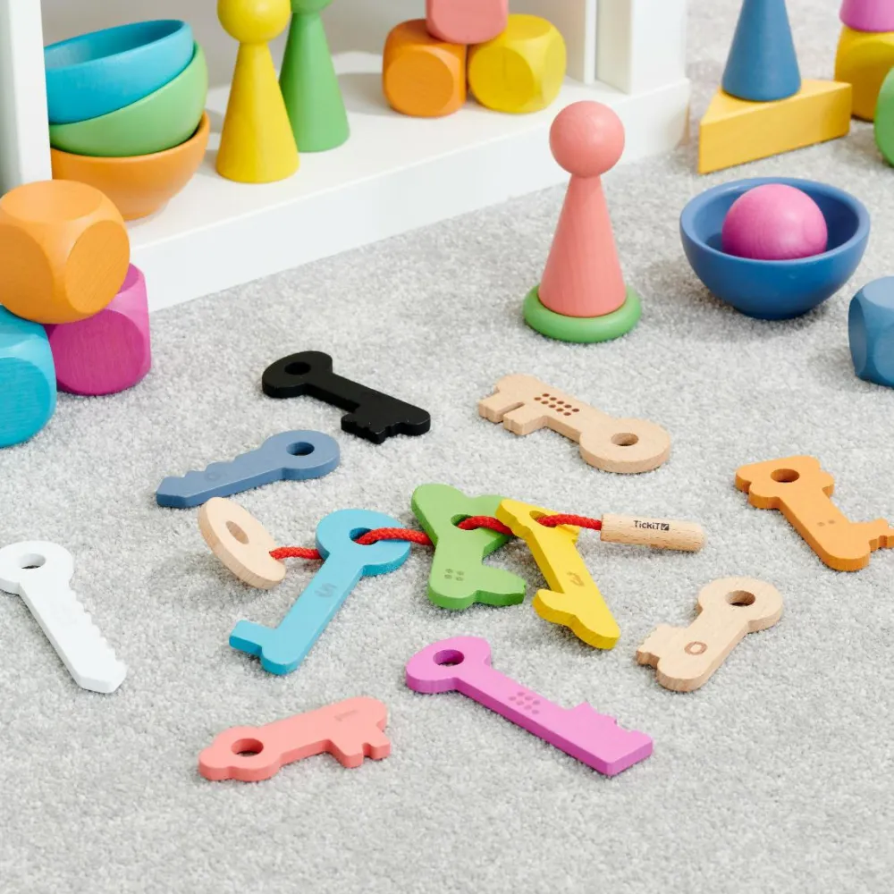 tickit® Nøgler af træ - Regnbue, 11 stk