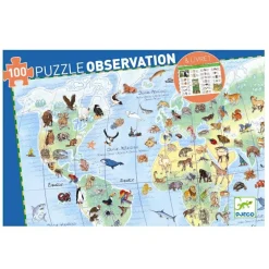 Hot Djeco Observationspuslespil m. 100 brikker - Verdens dyr