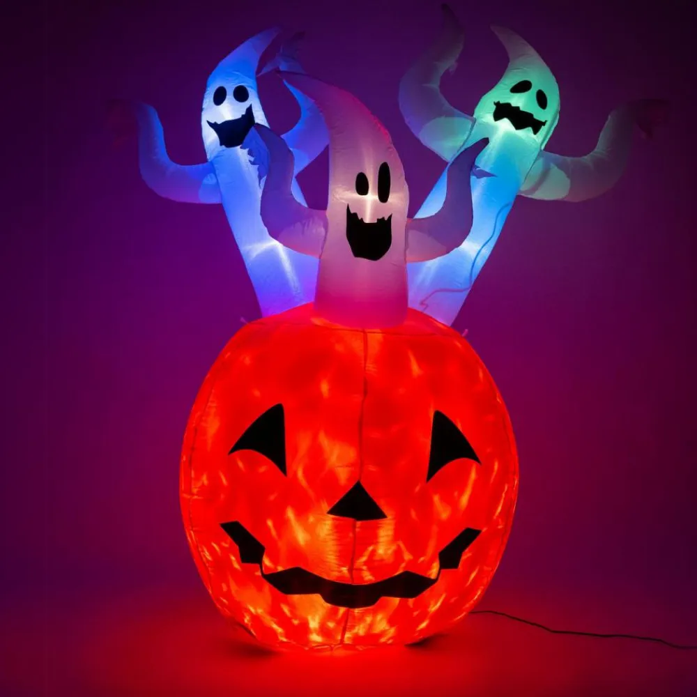 Discount Oppusteligt Halloween-græskar med lys, 180 cm