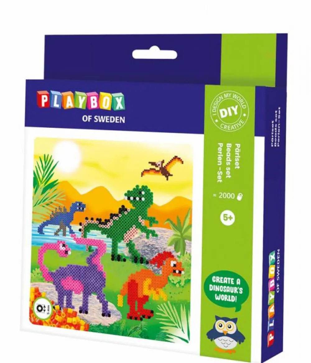 Outlet Playbox Perlesæt - Dinosaurer, 2.000 stk