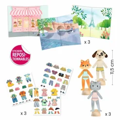 Outlet Djeco Påklædningsdukker m. stickers - Bonjour Paris