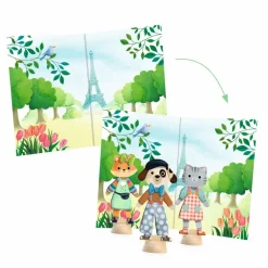 Outlet Djeco Påklædningsdukker m. stickers - Bonjour Paris