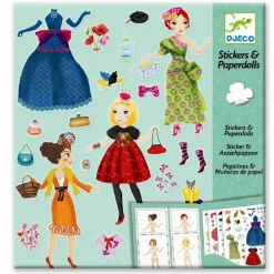 Clearance Djeco Påklædningsdukker m. stickers - Modetøj