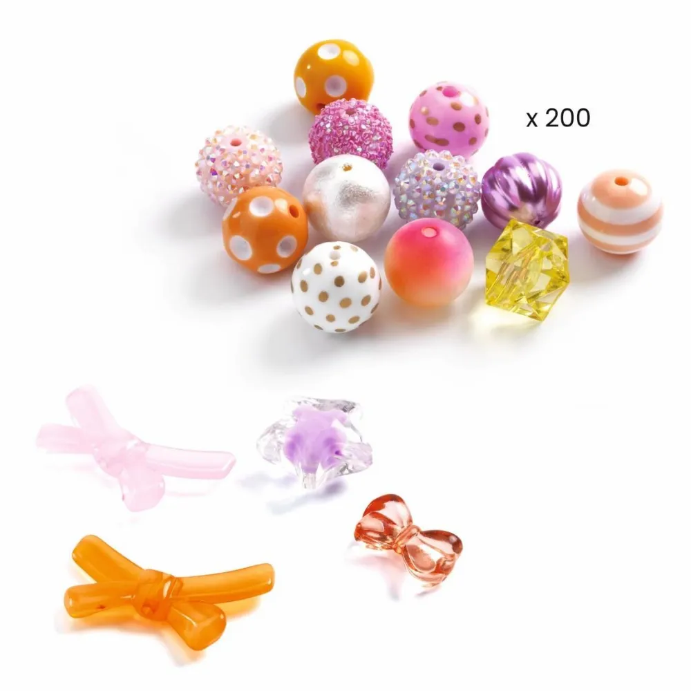 Djeco Plastperler - Guldmix, 200+ stk
